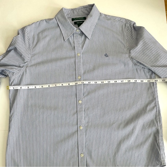 Lauren Ralph Lauren Pinstripe Cotton Poplin Classic Fit Button Up Shirt - Picture 7 of 9